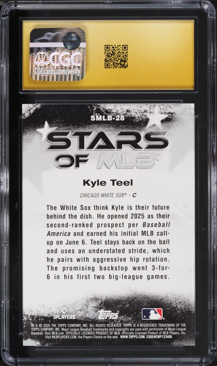 2026 Topps Stars Of MLB Kyle Teel ROOKIE #SMLB-28 CGC 10 PRISTINE