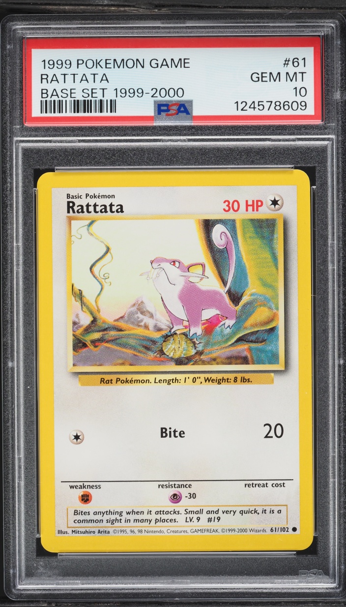 1999-2000 Pokemon Base Set Rattata #61 PSA 10 GEM MINT