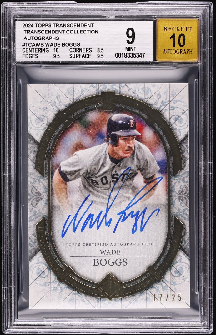 2024 Topps Transcendent Collection Wade Boggs AUTO /25 #TCA-WB BGS 9 MINT
