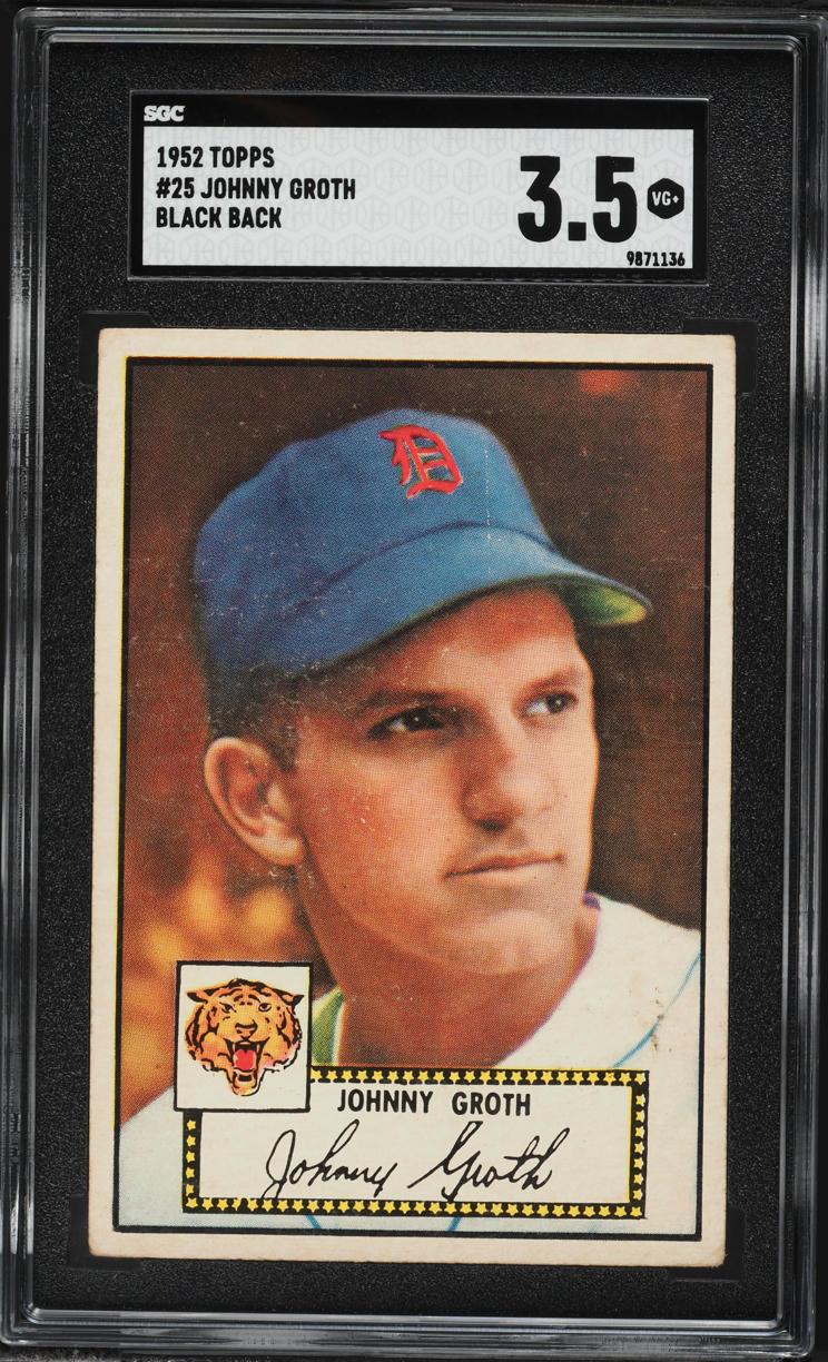1952 Topps Johnny Groth BLACK BACK #25 SGC 3.5 VG+