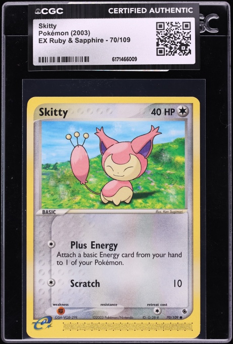2003 Pokemon EX Ruby & Sapphire Skitty #70 CGC AUTH