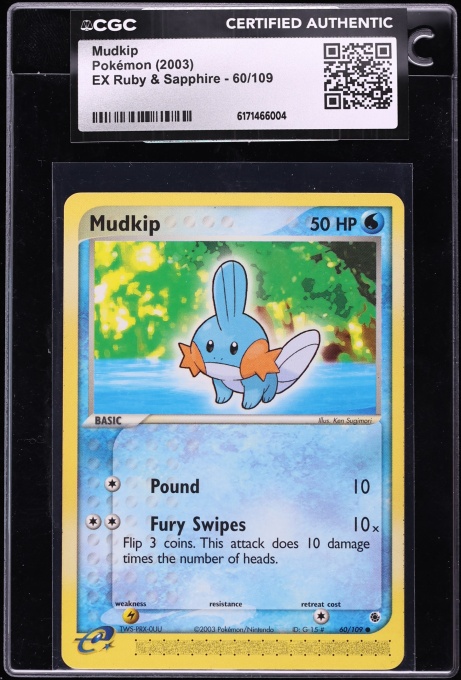 2003 Pokemon EX Ruby & Sapphire Mudkip #60 CGC AUTH
