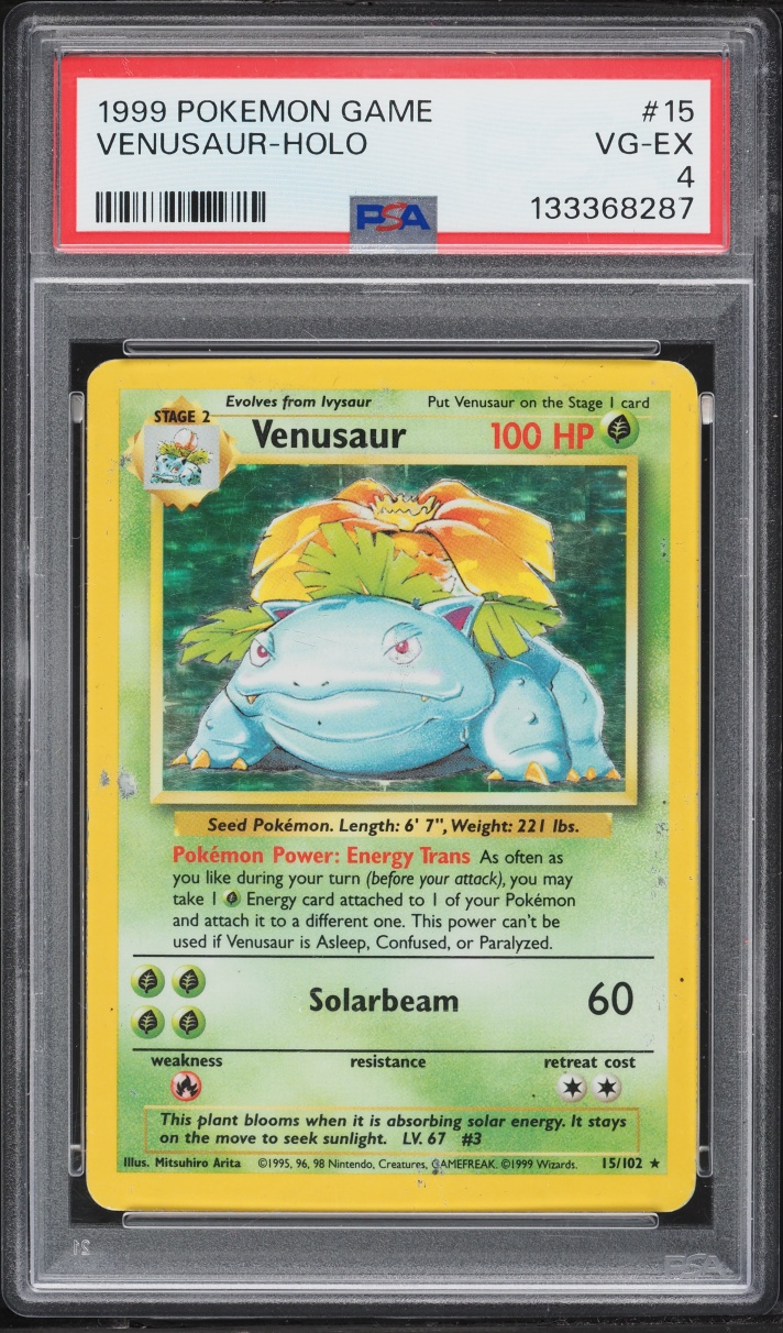 1999 Pokemon Base Set Holo Venusaur #15 PSA 4 VGEX