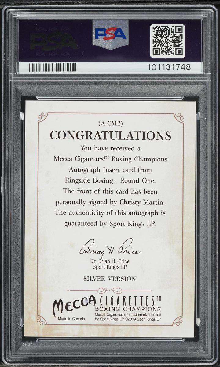 2010 Ringside Boxing Mecca Silver Version Christy Martin AUTO #A-CM2 PSA 9 MINT