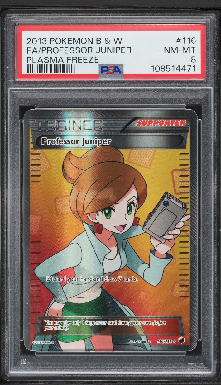 2013 Pokemon Black & White Plasma Freeze Full Art Professor Juniper #116 PSA 8 NM-MT