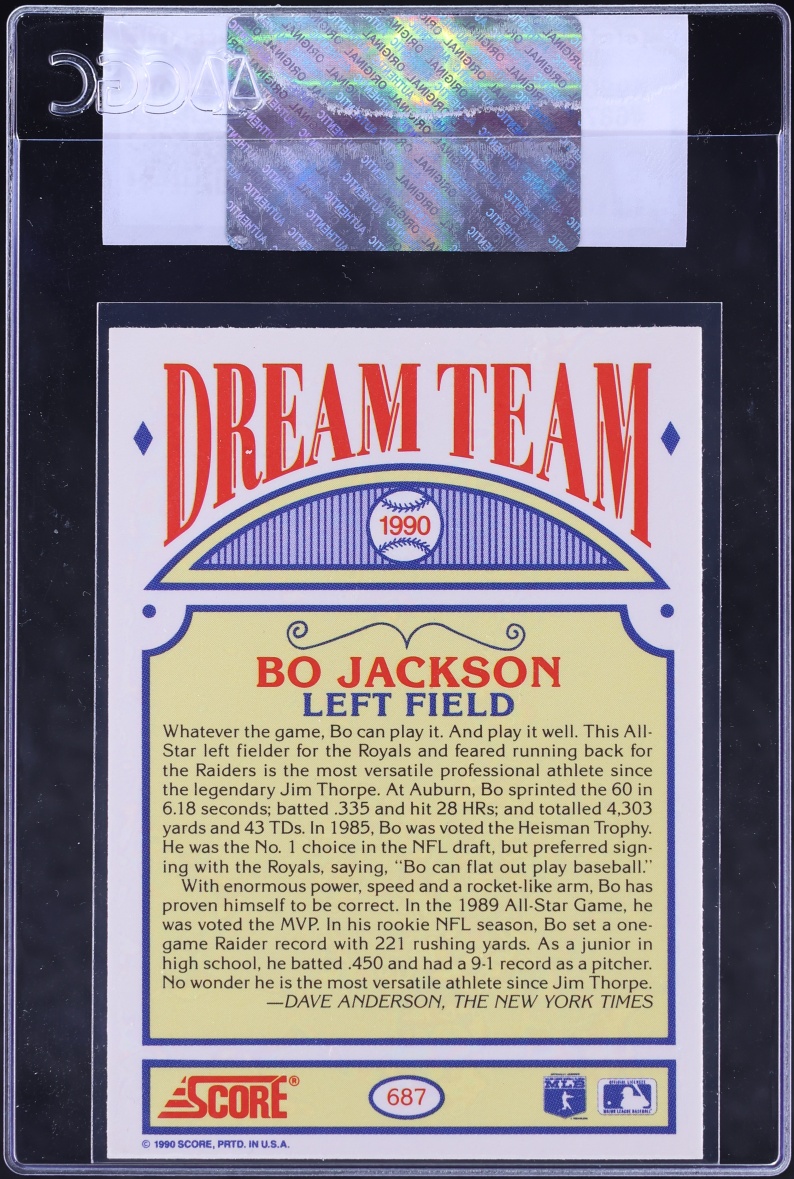 1990 Score Bo Jackson #687 CGC AUTH