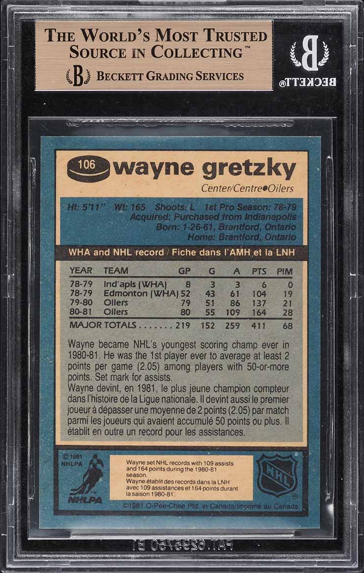 1981 O-Pee-Chee Hockey Wayne Gretzky #106 BGS 9.5 GEM MINT