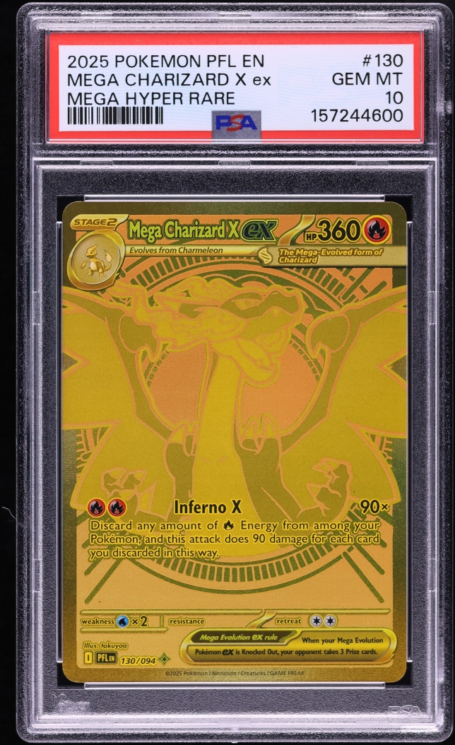 2025 Pokemon Mega Evolution Phantasmal Flames MHR Mega Charizard X ex #130 PSA 10 GEM MINT