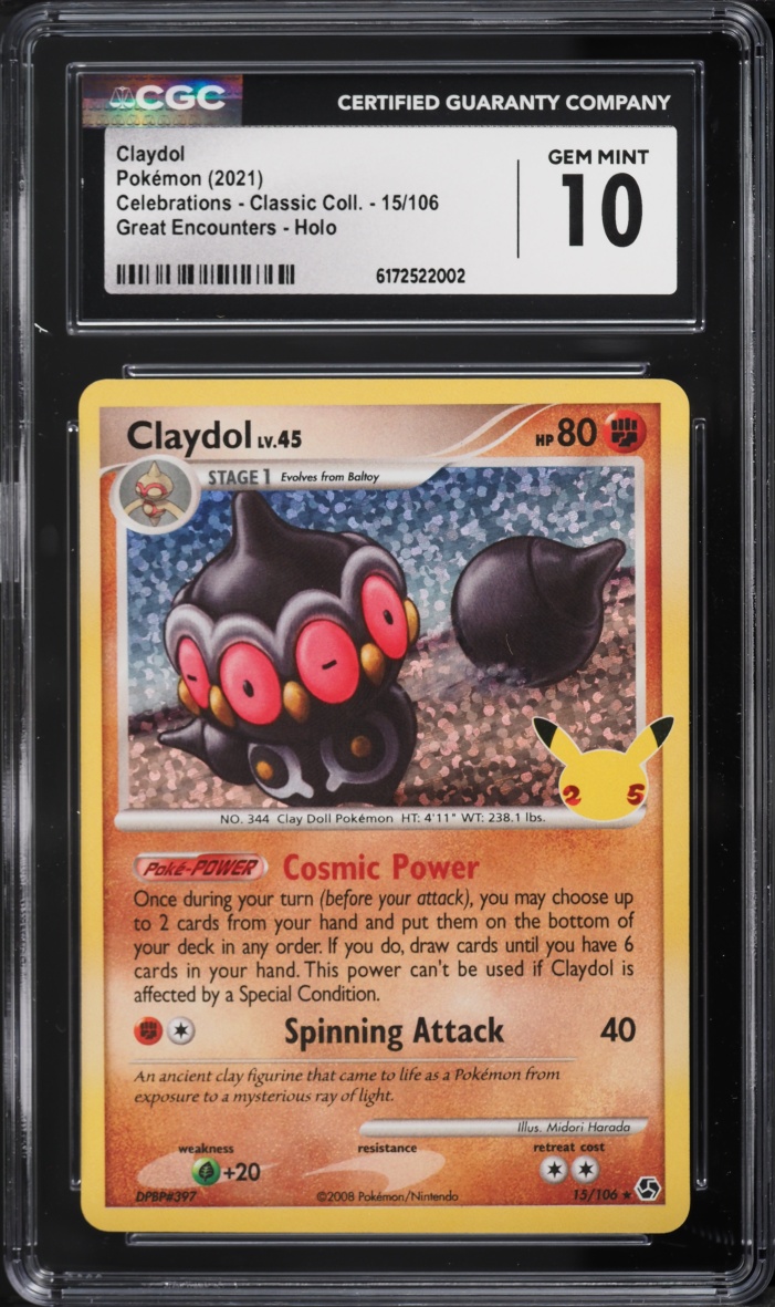 2021 Pokemon Sword & Shield Celebrations Classic Collection Holo Claydol #15 CGC 10 GEM MINT
