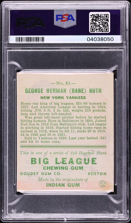 1933 Goudey Babe Ruth #53 PSA 5 EX