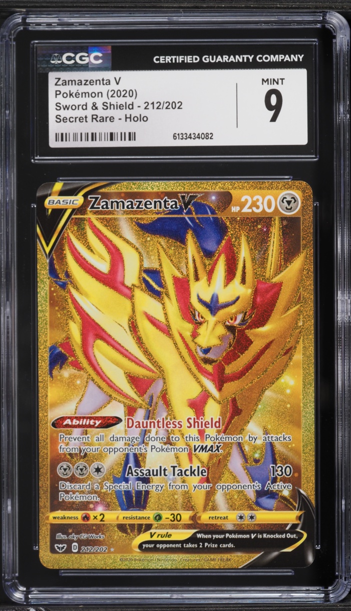 2020 Pokemon Sword & Shield Gold Rare Zamazenta V #212 CGC 9 MINT