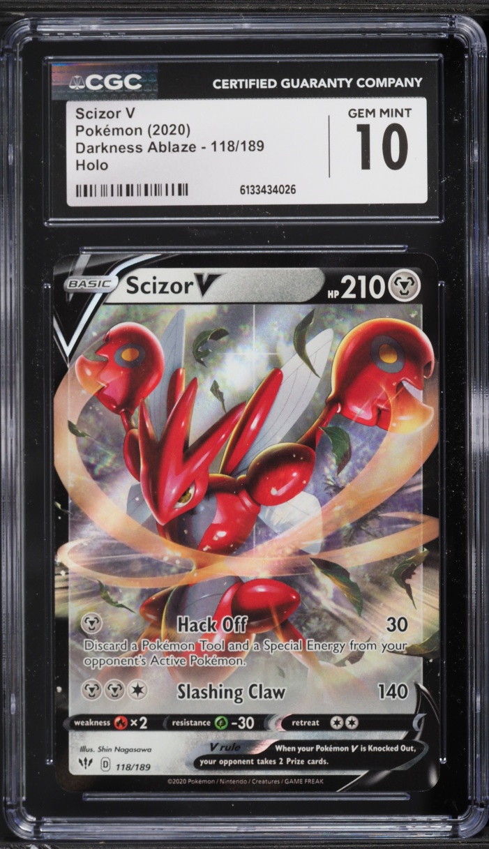 2020 Pokemon Sword & Shield Darkness Ablaze Scizor V #118 CGC 10 GEM MINT