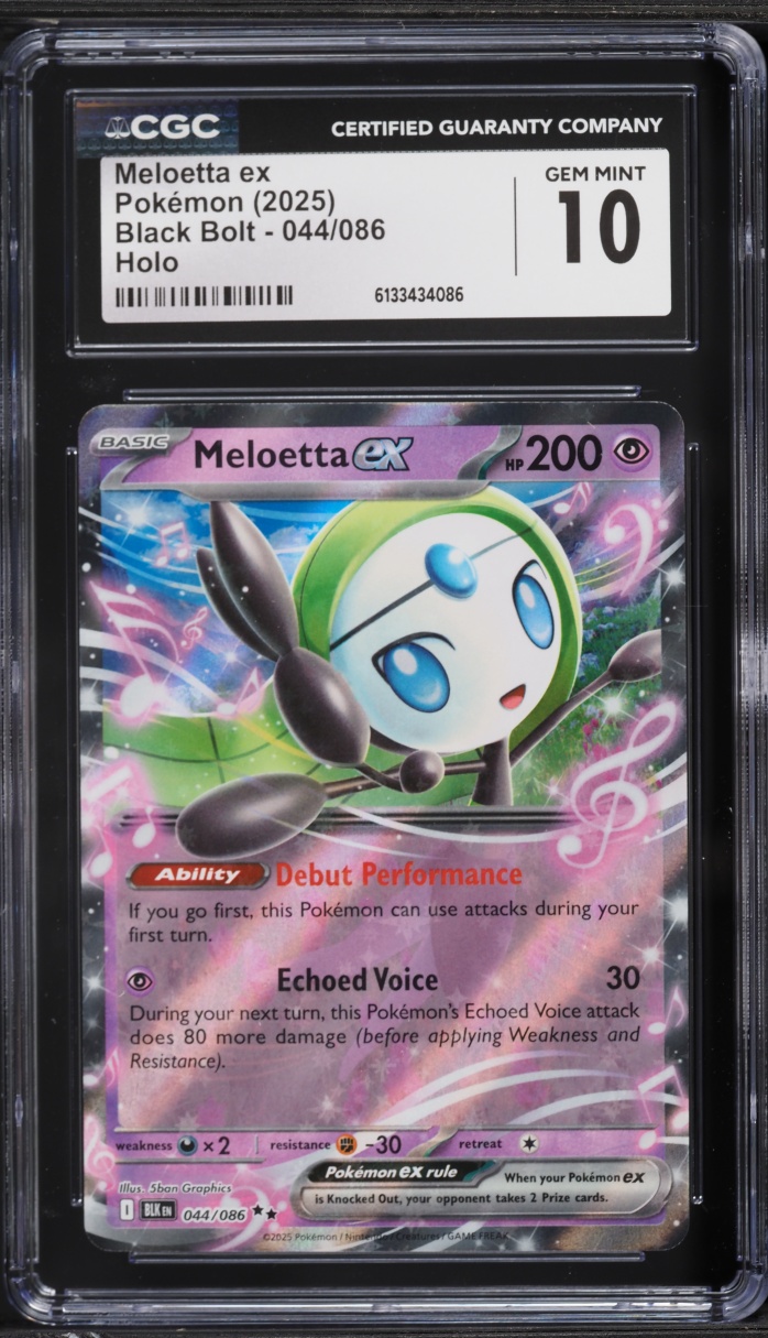 2025 Pokemon Scarlet & Violet Black Bolt Holo Meloetta ex #44 CGC 10 GEM MINT