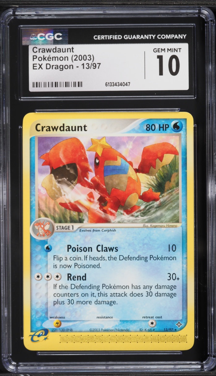 2003 Pokemon EX Dragon Crawdaunt #13 CGC 10 GEM MINT