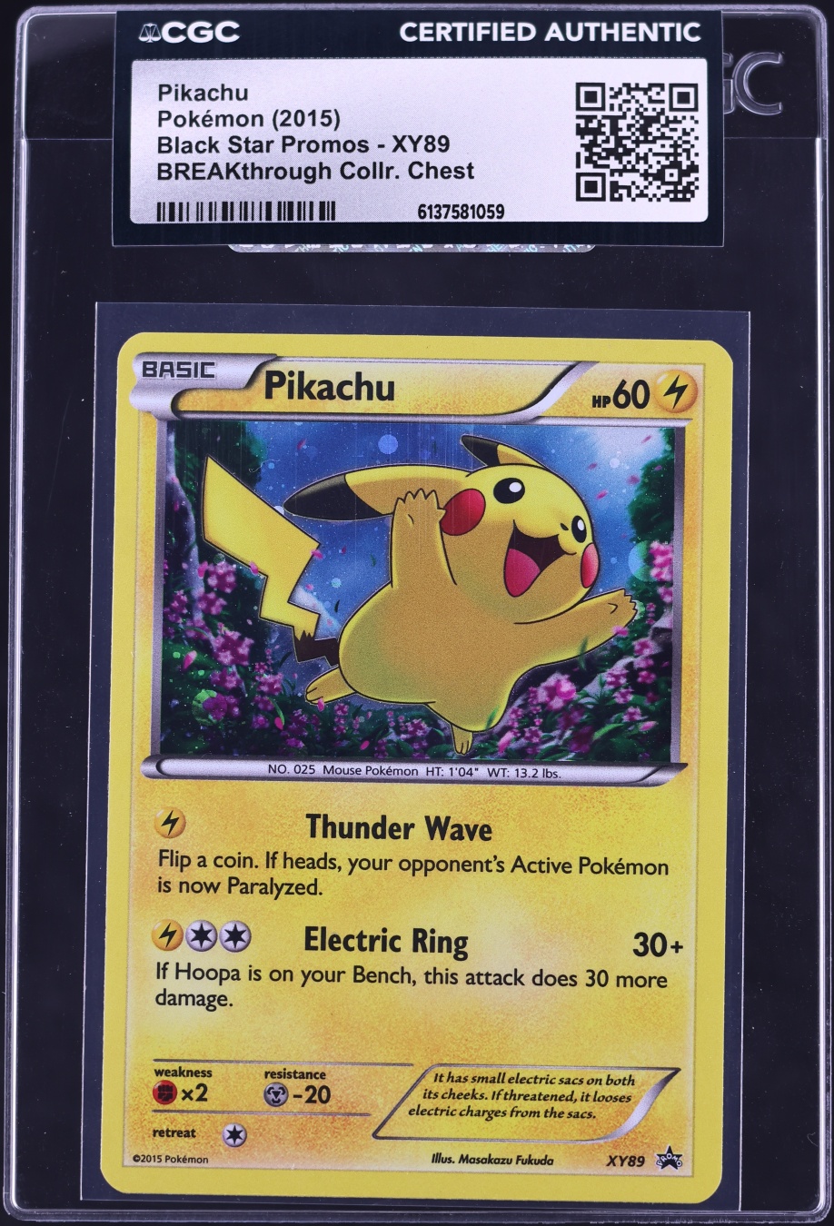 2015 Pokemon XY Black Star Promo BREAKthrough Collector Chest Pikachu #XY89 CGC AUTH