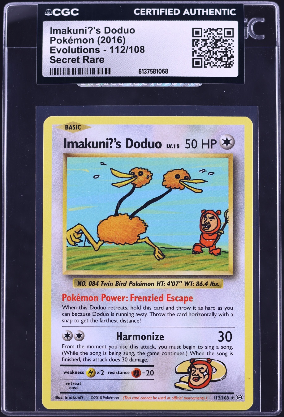 2016 Pokemon XY Evolutions Imakuni?'s Doduo #112 CGC AUTH