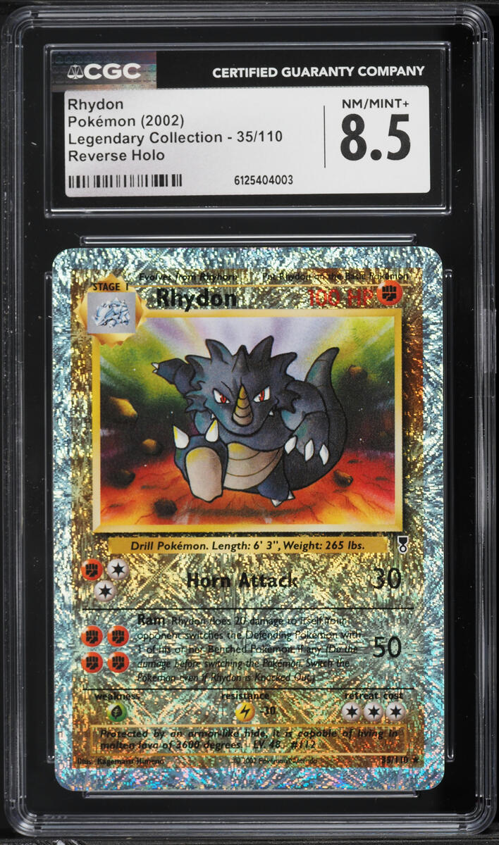 2002 Pokemon Legendary Collection Reverse Holo Rhydon #35 CGC 8.5 NM-MT+