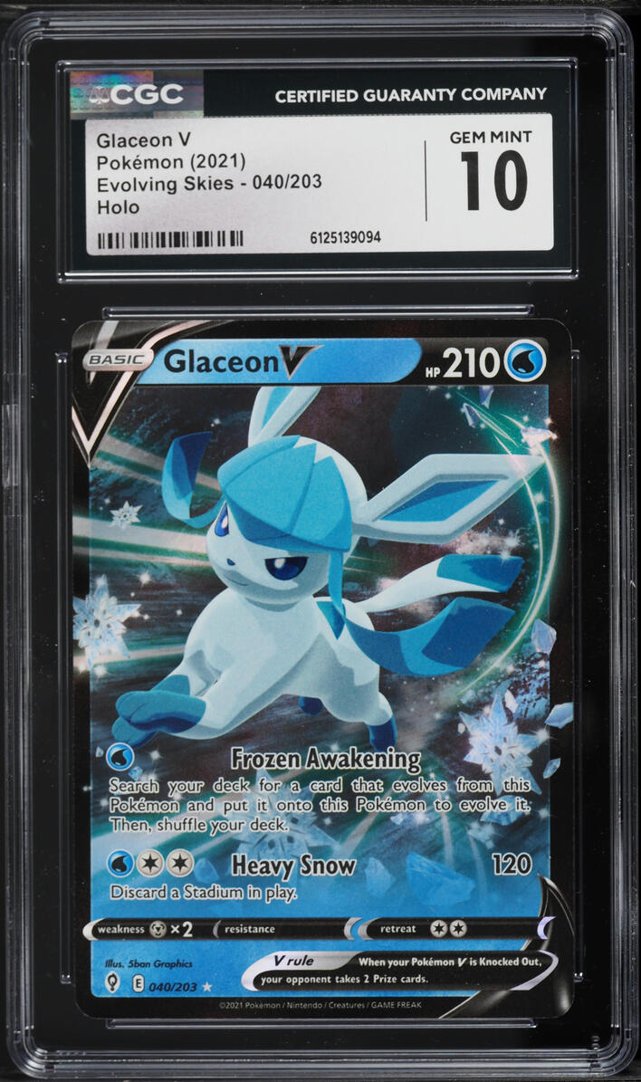 2021 Pokemon Sword & Shield Evolving Skies Holo Glaceon V #40 CGC 10 GEM MINT