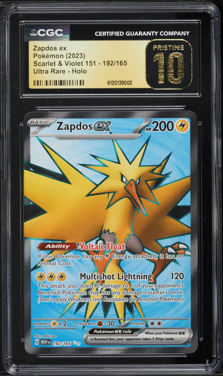 2023 Pokemon Scarlet & Violet 151 Full Art Zapdos ex #192 CGC 10 PRISTINE