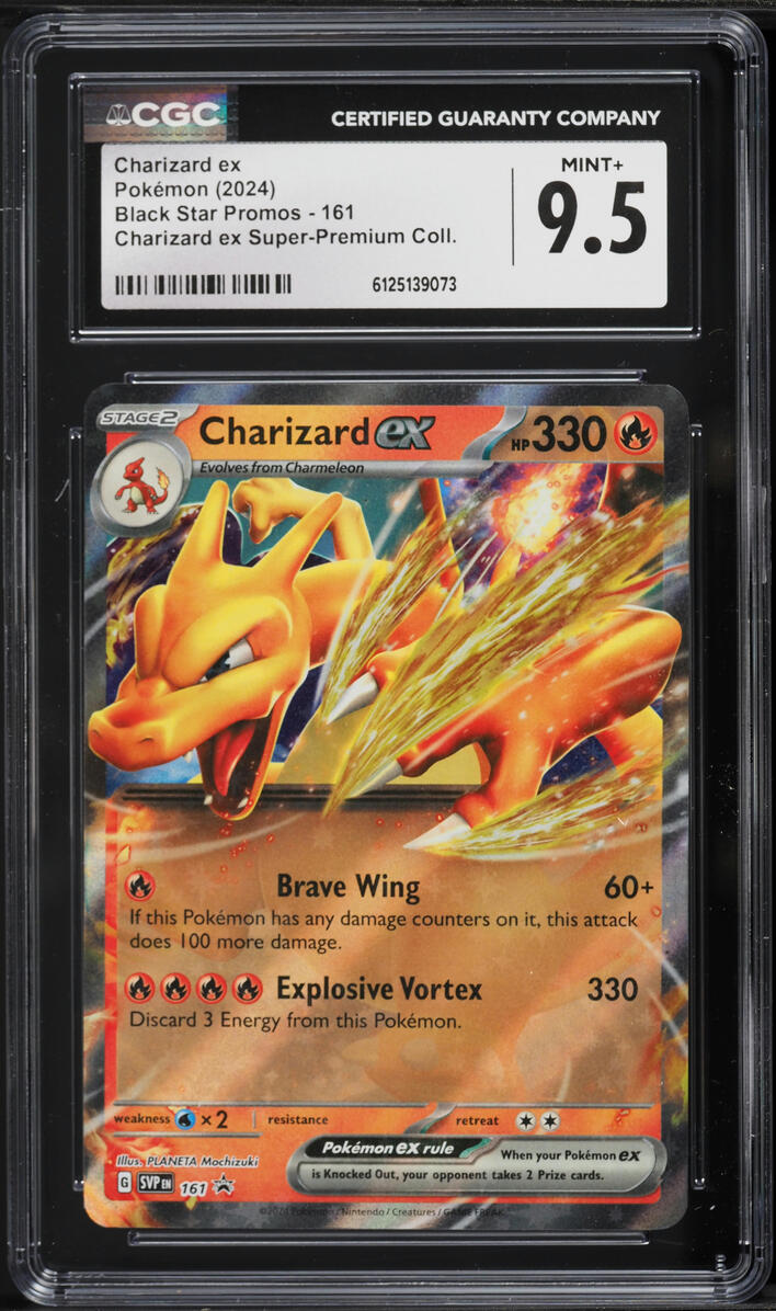 2024 Pokemon Scarlet & Violet Promo Super Premium Holo Charizard ex #161 CGC 9.5 MINT+