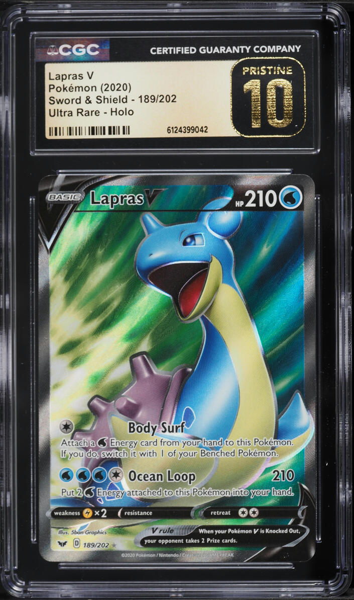 2020 Pokemon Sword & Shield Full Art Lapras V #189 CGC 10 PRISTINE