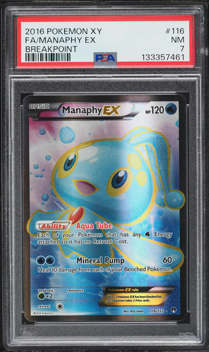 2016 Pokemon XY Breakpoint Full Art Manaphy EX #116 PSA 7 NRMT