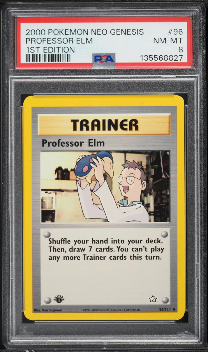 2000 Pokemon Neo Genesis 1st Edition Professor Elm #96 PSA 8 NM-MT