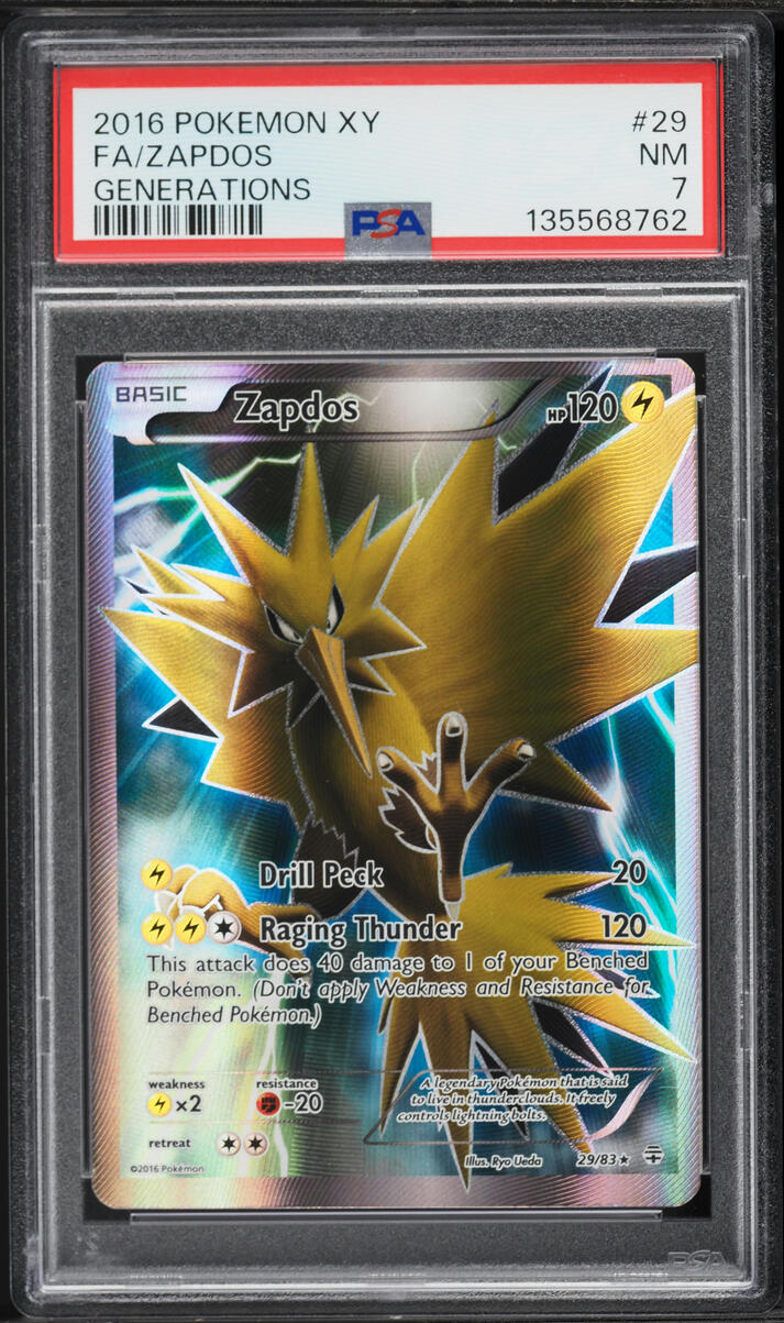 2016 Pokemon XY Generations Full Art Zapdos #29 PSA 7 NRMT