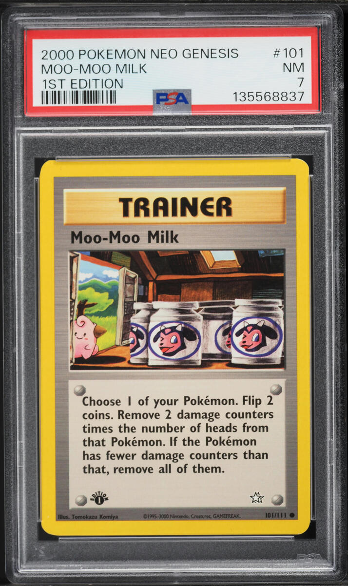 2000 Pokemon Neo Genesis 1st Edition Moo-Moo Milk #101 PSA 7 NRMT