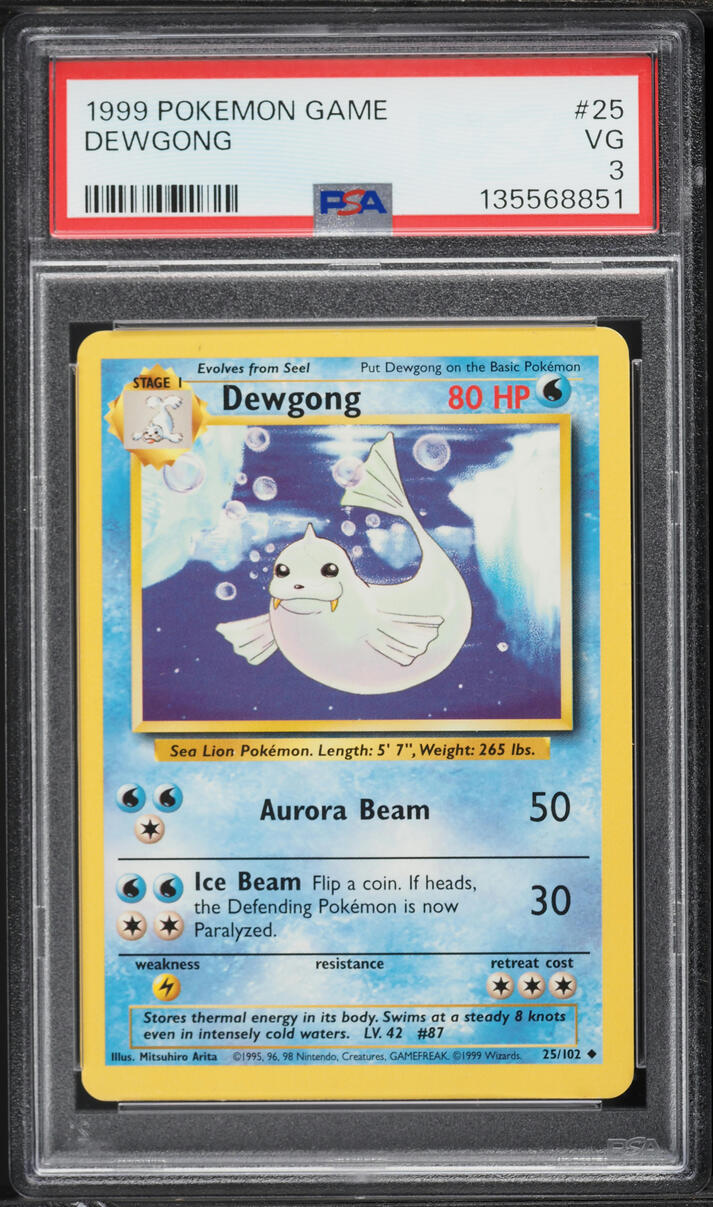 1999 Pokemon Base Set Dewgong #25 PSA 3 VG