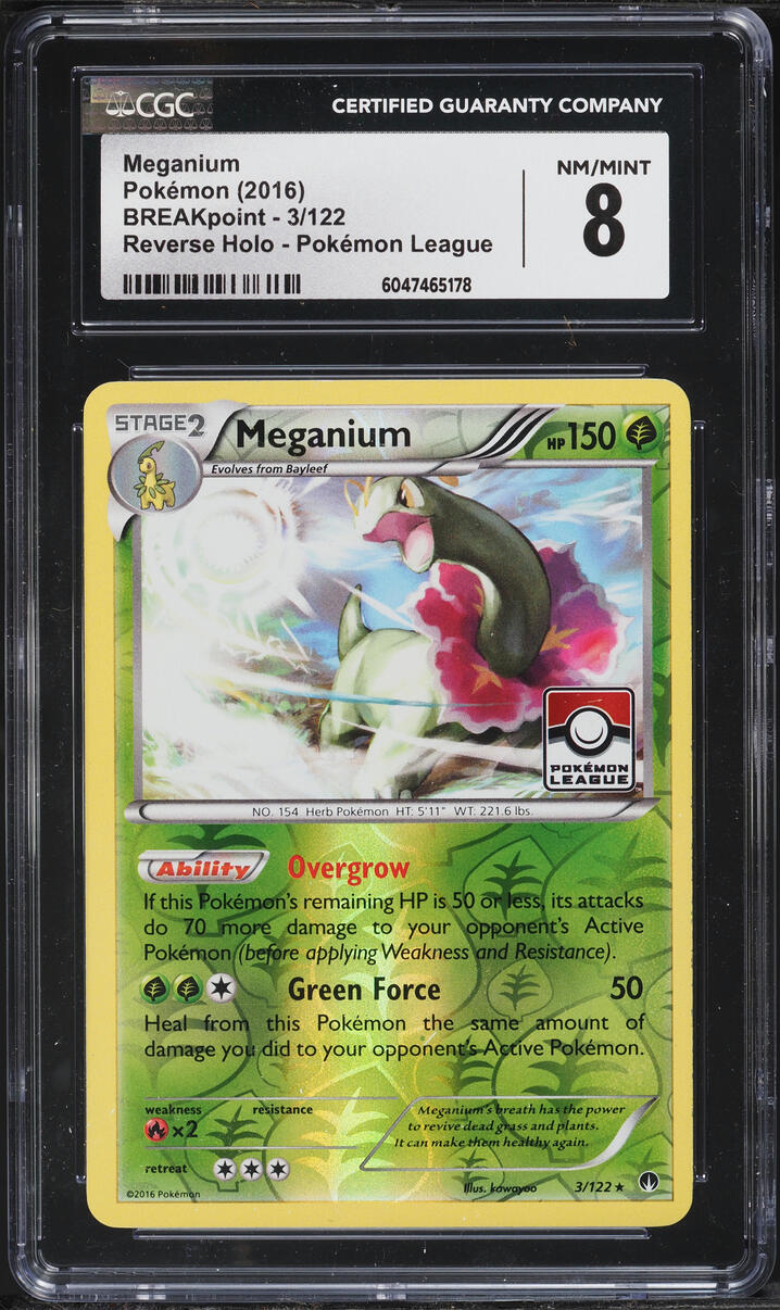 2016 Pokemon XY BREAKpoint League Reverse Holo Meganium #3 CGC 8 NM-MT