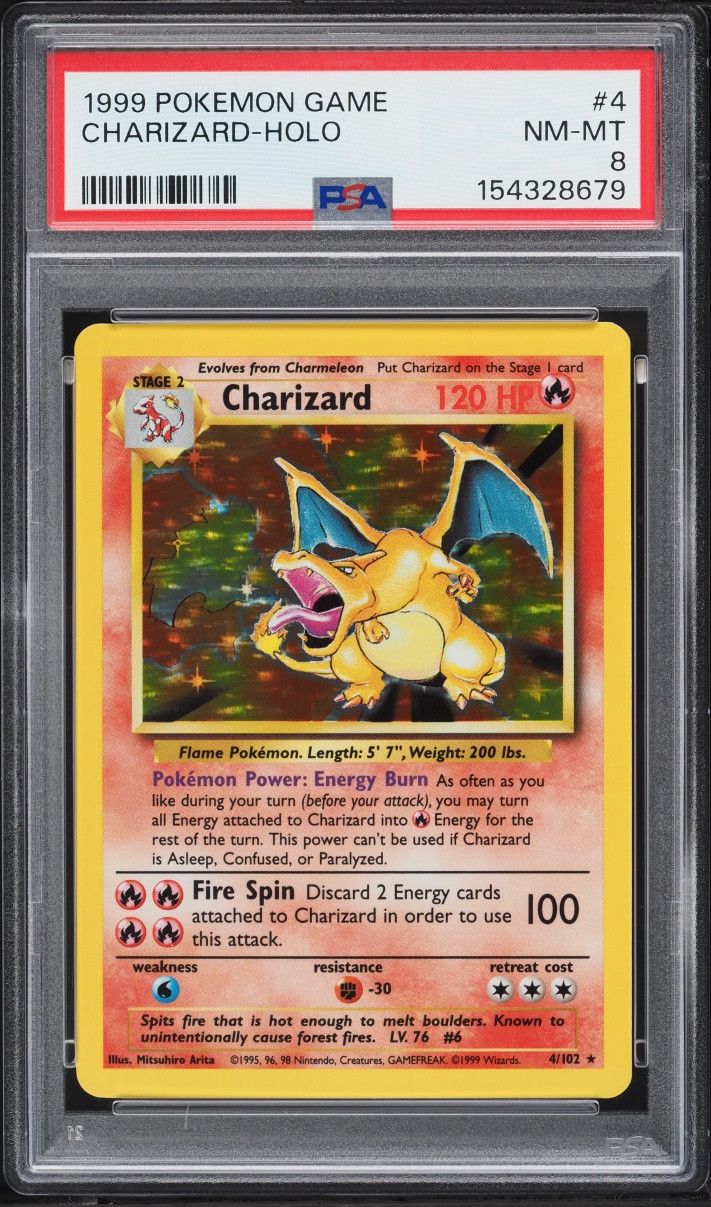 1999 Pokemon Base Set Holo Charizard #4 PSA 8 NM-MT