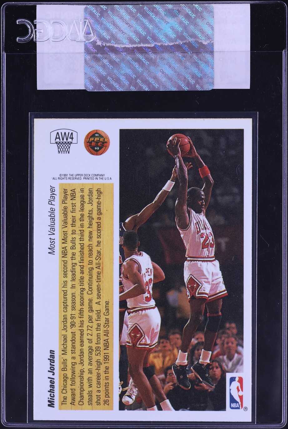 1991 Upper Deck Award Winner Holograms MVP Michael Jordan #AW4 CGC AUTH