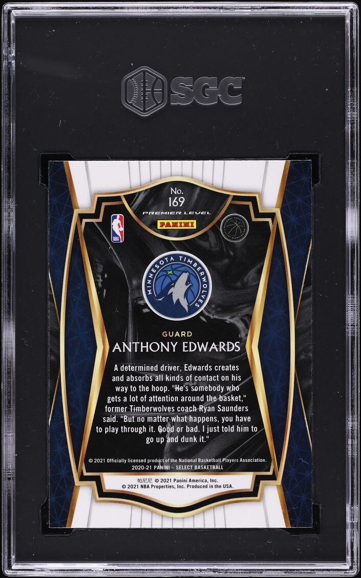2020 Select Premier Level Blue Retail Anthony Edwards ROOKIE #169 SGC 9 MINT