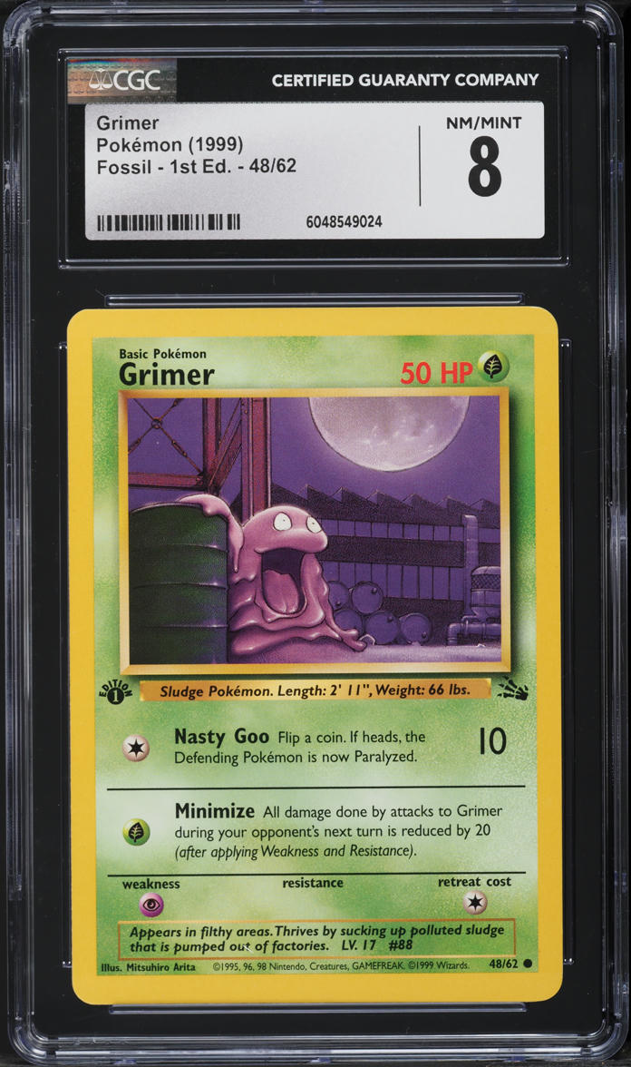 1999 Pokemon Fossil 1st Edition Grimer #48 CGC 8 NM-MT - Main Image