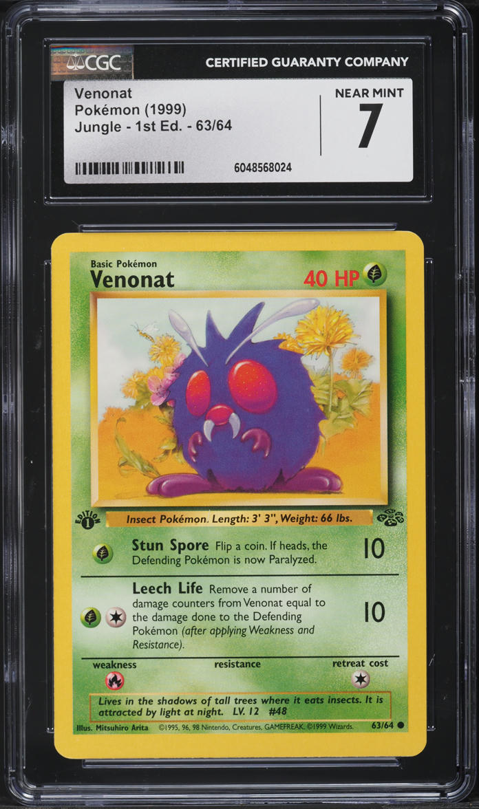 1999 Pokemon Jungle 1st Edition Venonat #63 CGC 7 NRMT - Main Image