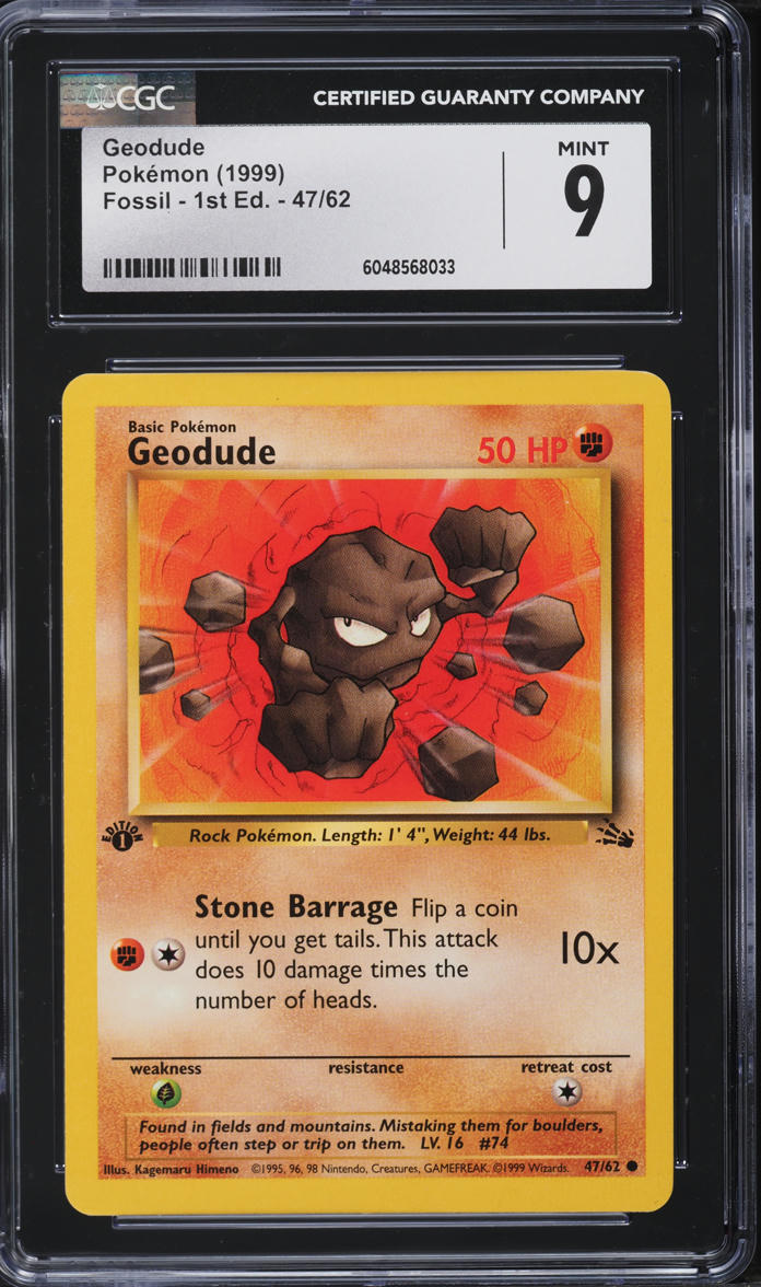 1999 Pokemon Fossil 1st Edition Geodude #47 CGC 9 MINT - Main Image