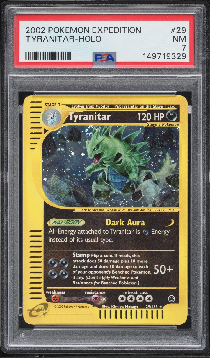 2002 Pokemon Expedition Holo Tyranitar #29 PSA 7 NRMT