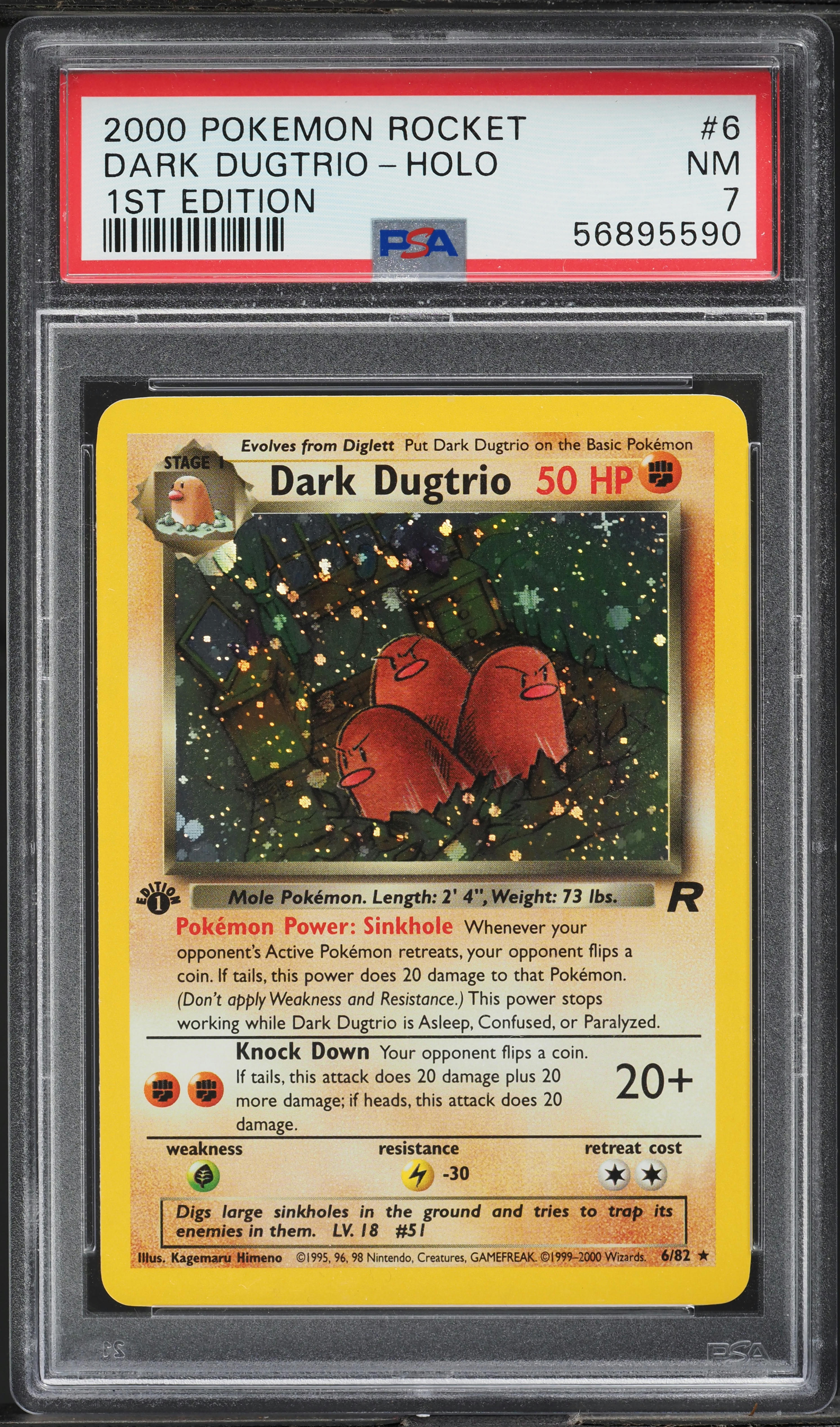 2000 Pokemon Team Rocket 1st Edition Holo Dark Dugtrio #6 PSA 7