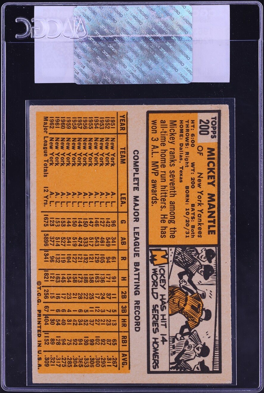 1963 Topps Mickey Mantle #200 CGC AUTH