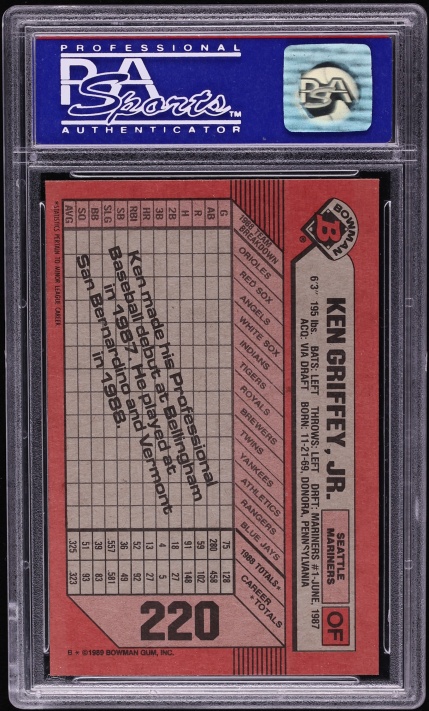 1989 Bowman Ken Griffey Jr. ROOKIE #220 PSA 8 NM-MT