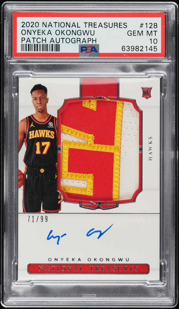 2020 National Treasures Onyeka Okongwu ROOKIE PATCH AUTO /99 #128 PSA 10 GEM - Main Image
