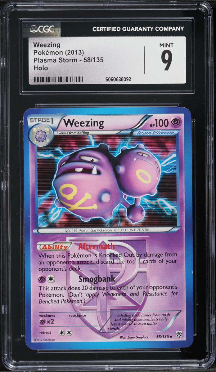 2013 Pokemon Black & White Plasma Storm Holo Weezing #58 CGC 9 MINT
