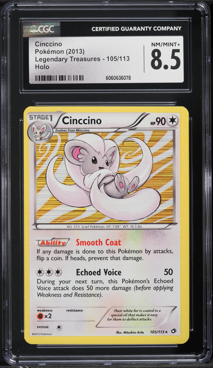 2013 Pokemon Black & White Legendary Treasures Holo Cinccino #105 CGC 8.5 NM-MT+