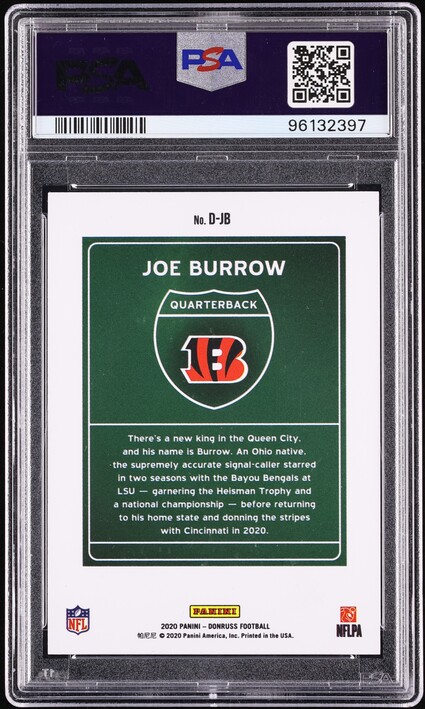 2020 Donruss Downtown Joe Burrow ROOKIE #DJB PSA 10 GEM MINT