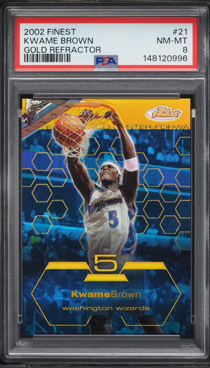 2002 Finest Gold Refractor Kwame Brown /25 #21 PSA 8 NM-MT