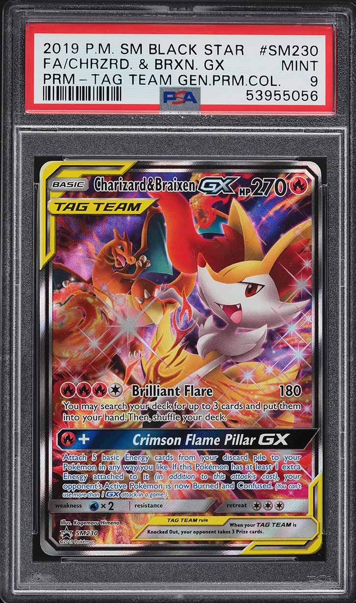 2019 Pokemon Sun & Moon Tag Team Generations Premium Charizard & Braixen GX #SM230 PSA 9 MINT