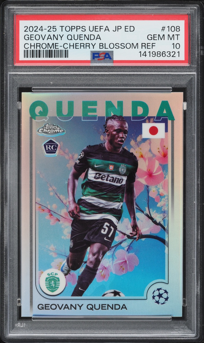 2024 Topps Chrome UEFA CC Japan Cherry Blossom Refractor Geovany Quenda ROOKIE #108 PSA 10