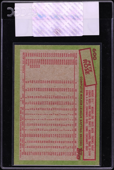 1985 Topps Pete Rose #600 CGC AUTH