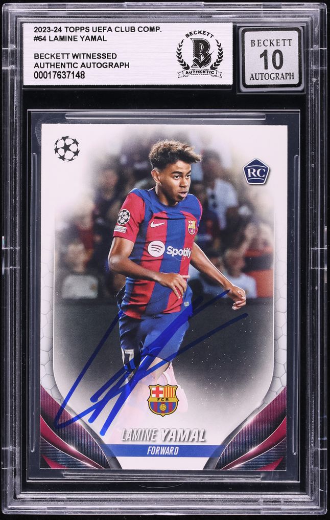 2023 Topps UEFA Club Competitions Lamine Yamal ROOKIE AUTO #64 BAS BGS AUTH